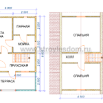 планировка бани 6х8